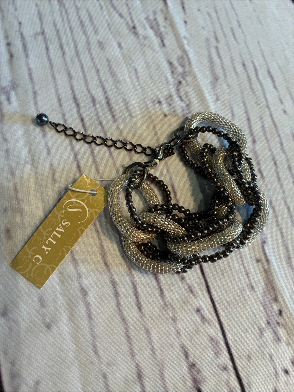 Sally C Two-Tone Silver & Gunmetal Chain Link Bracelet